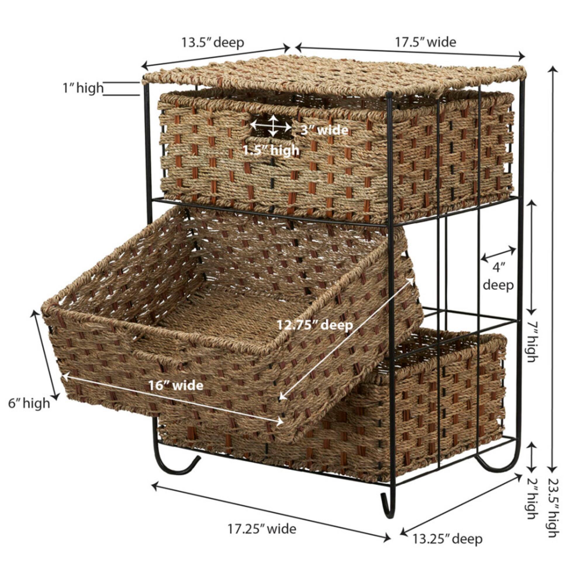 Household Essentials 3-Drawer Wicker Storage Unit